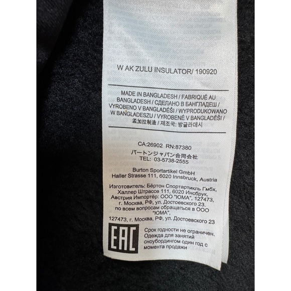 Burton Ak Zulu Insulator Womens Hooded Fleece Jacket Black Size S - Picture 7 of 8